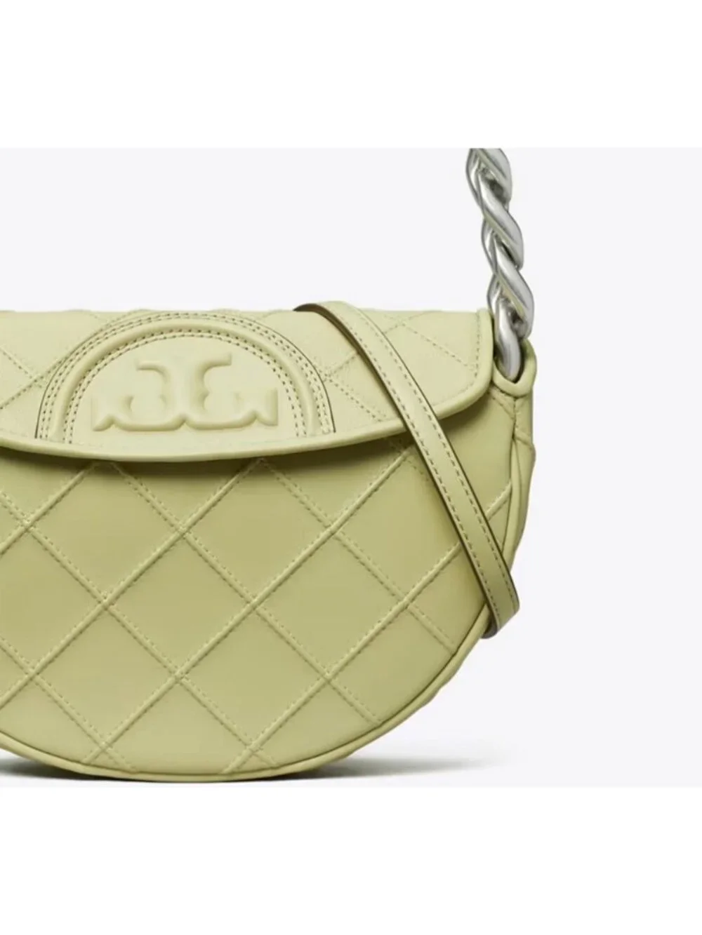 AUTH Tory Burch Olive Fleming Crescent Shoulder Bag- NEW WITH TAGS